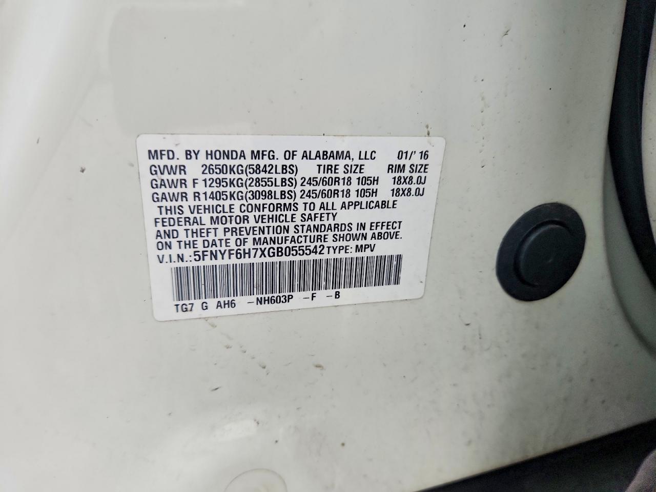 2016 HONDA PILOT
