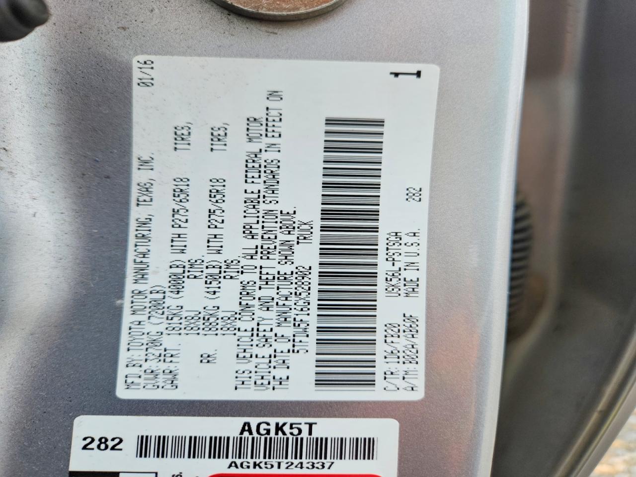 2016 TOYOTA TUNDRA