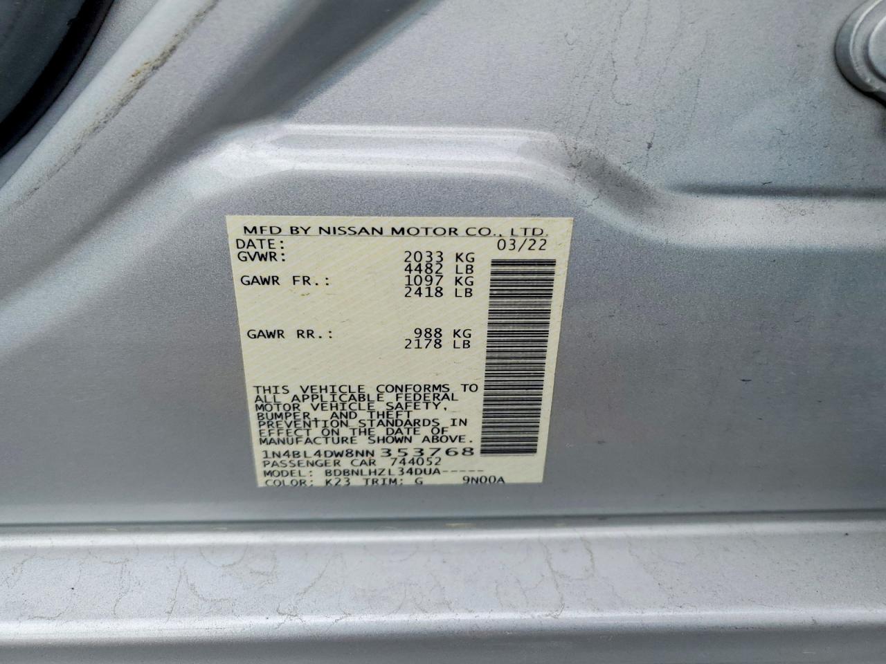 2022 NISSAN ALTIMA