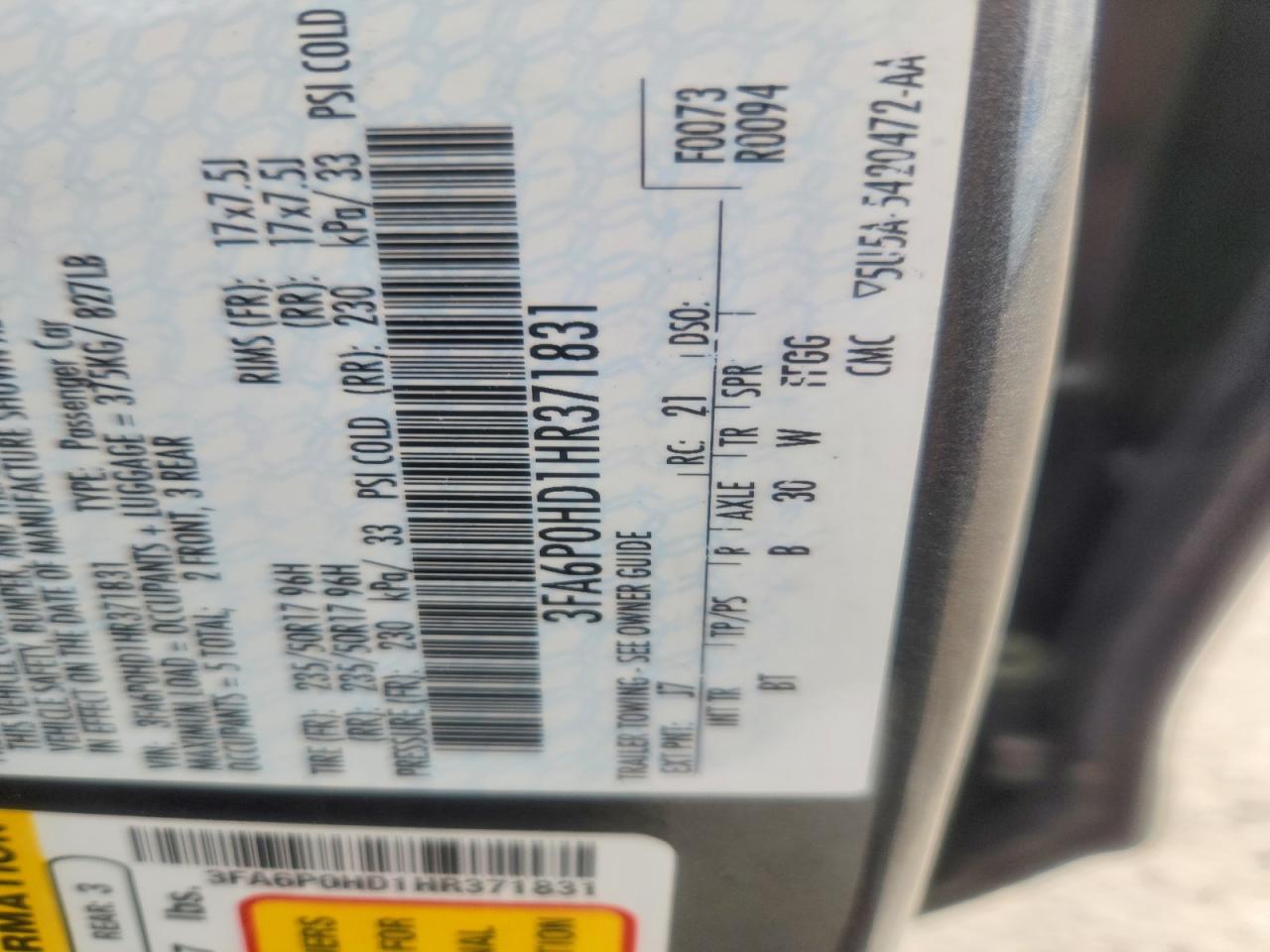2017 FORD FUSION