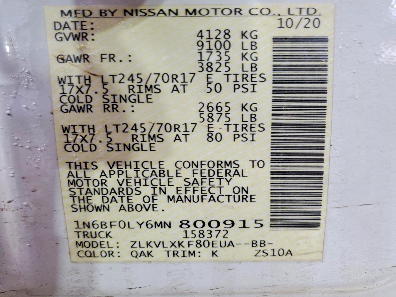 2021 NISSAN NV