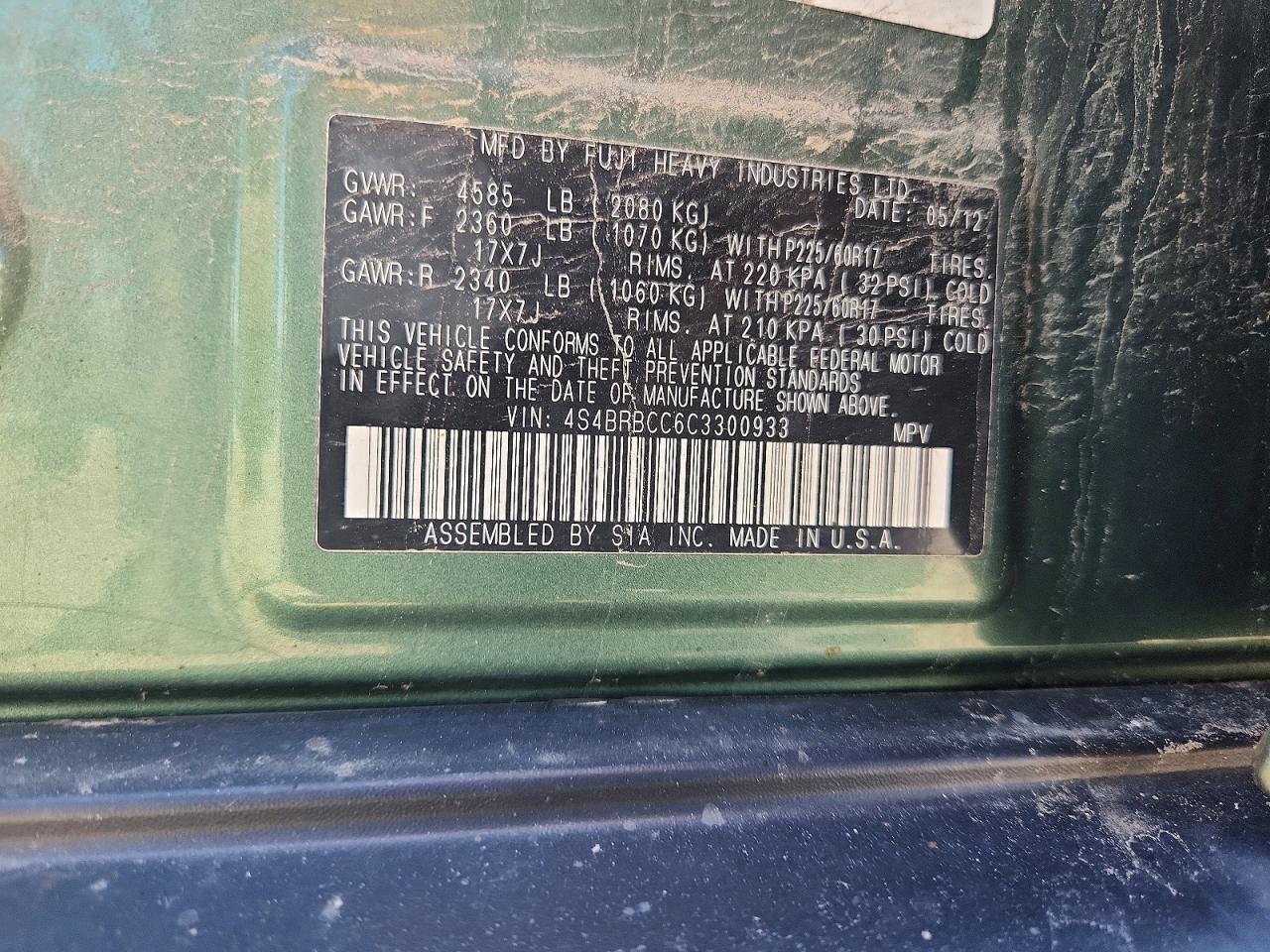 2012 SUBARU OUTBACK