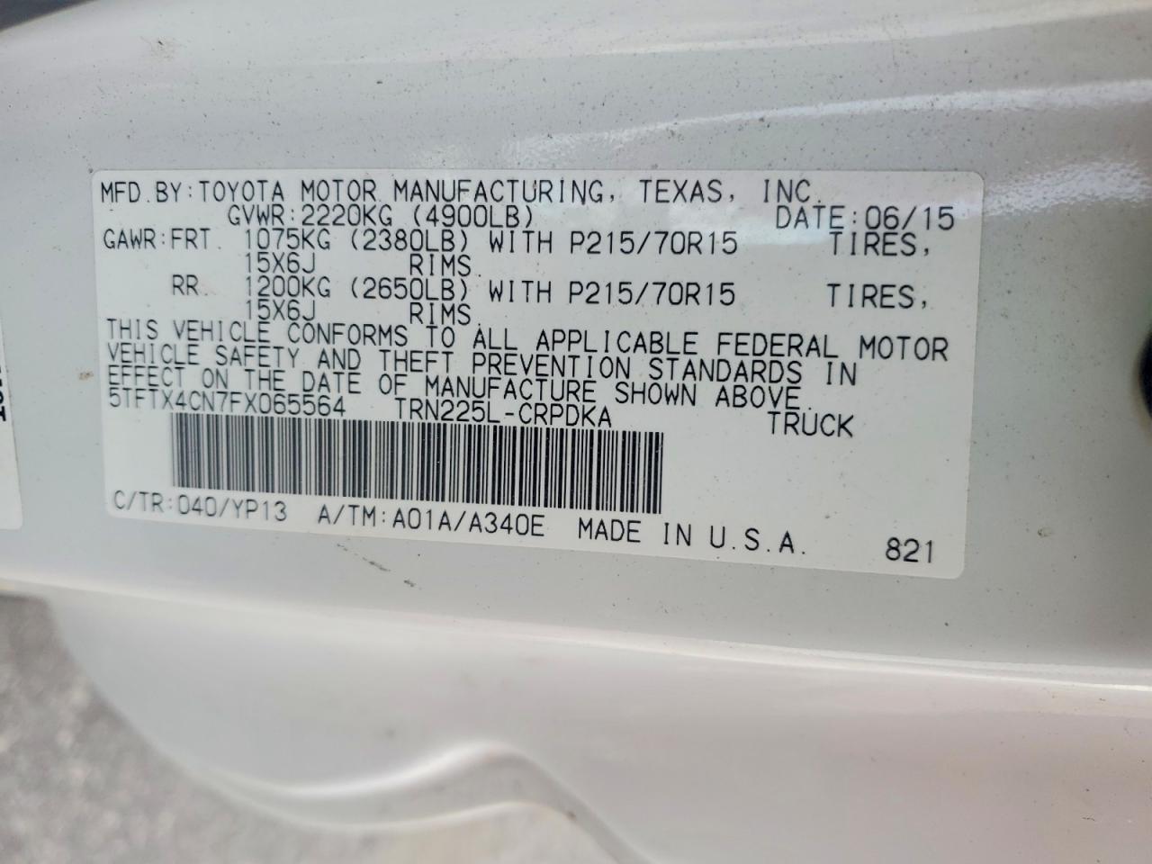 2015 TOYOTA TACOMA