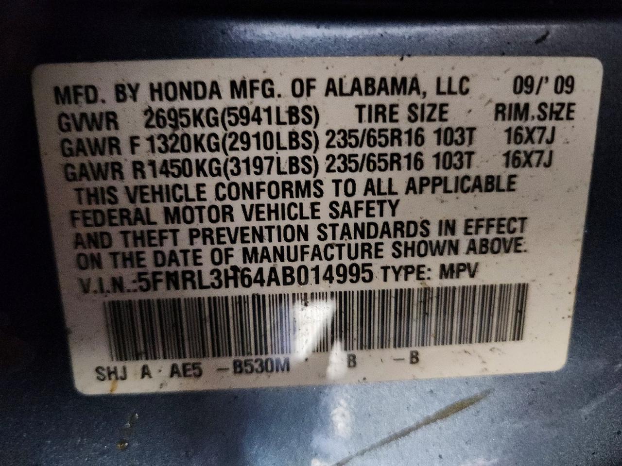 2010 HONDA ODYSSEY