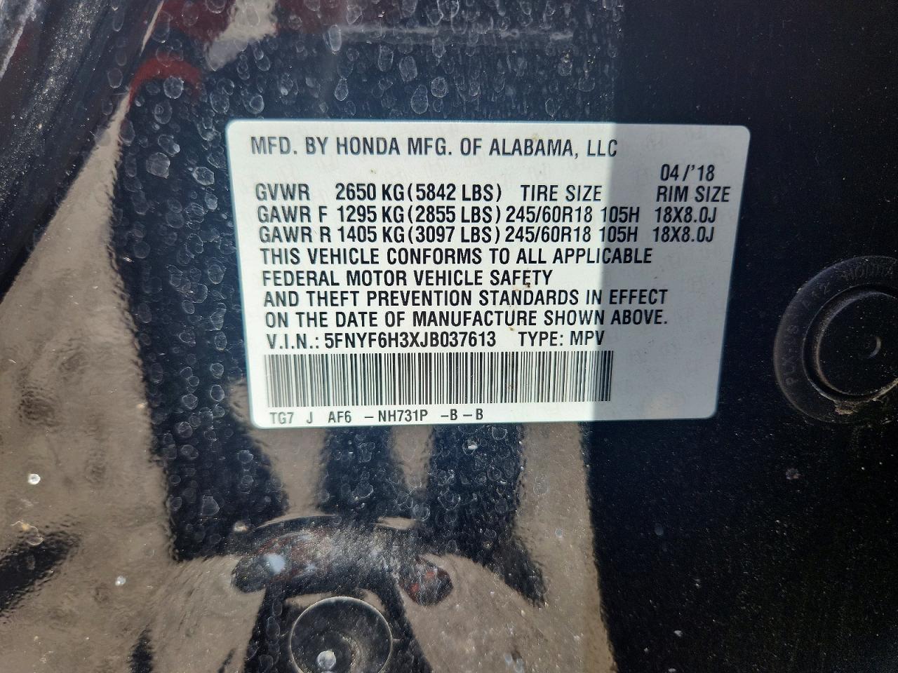 2018 HONDA PILOT