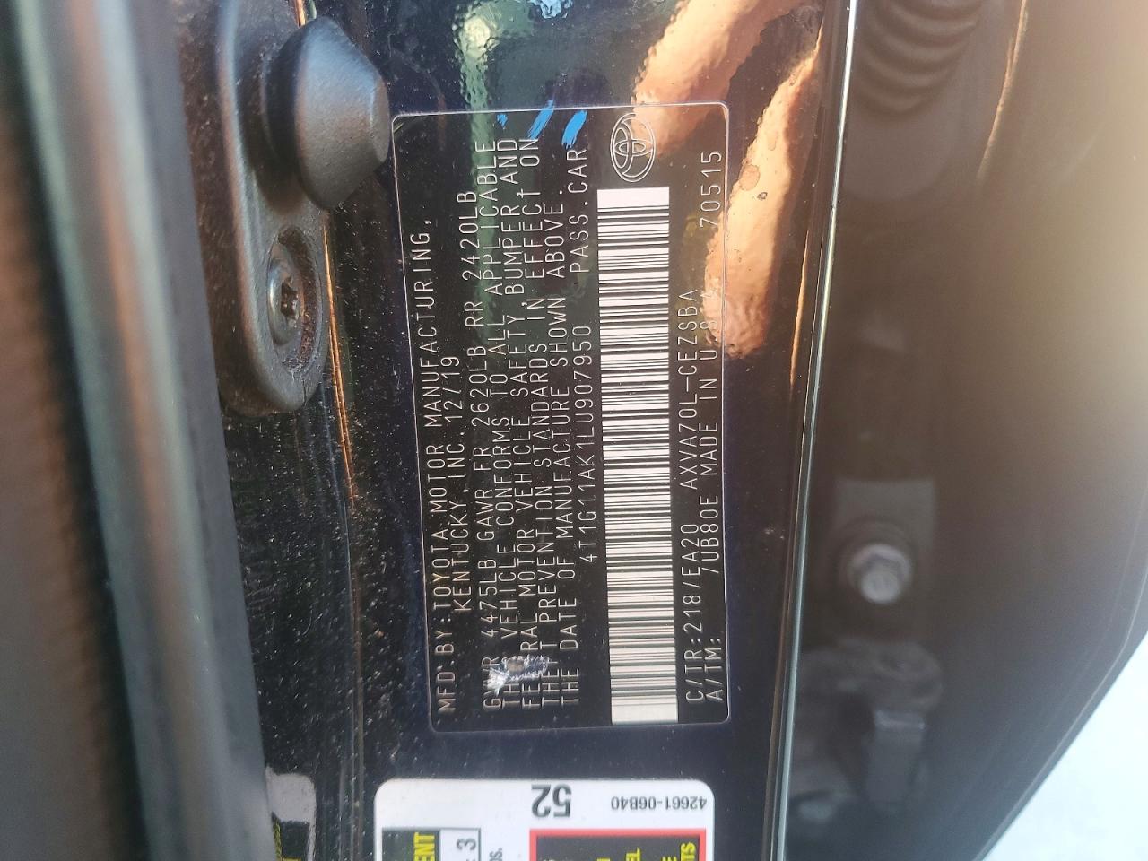 2020 TOYOTA CAMRY