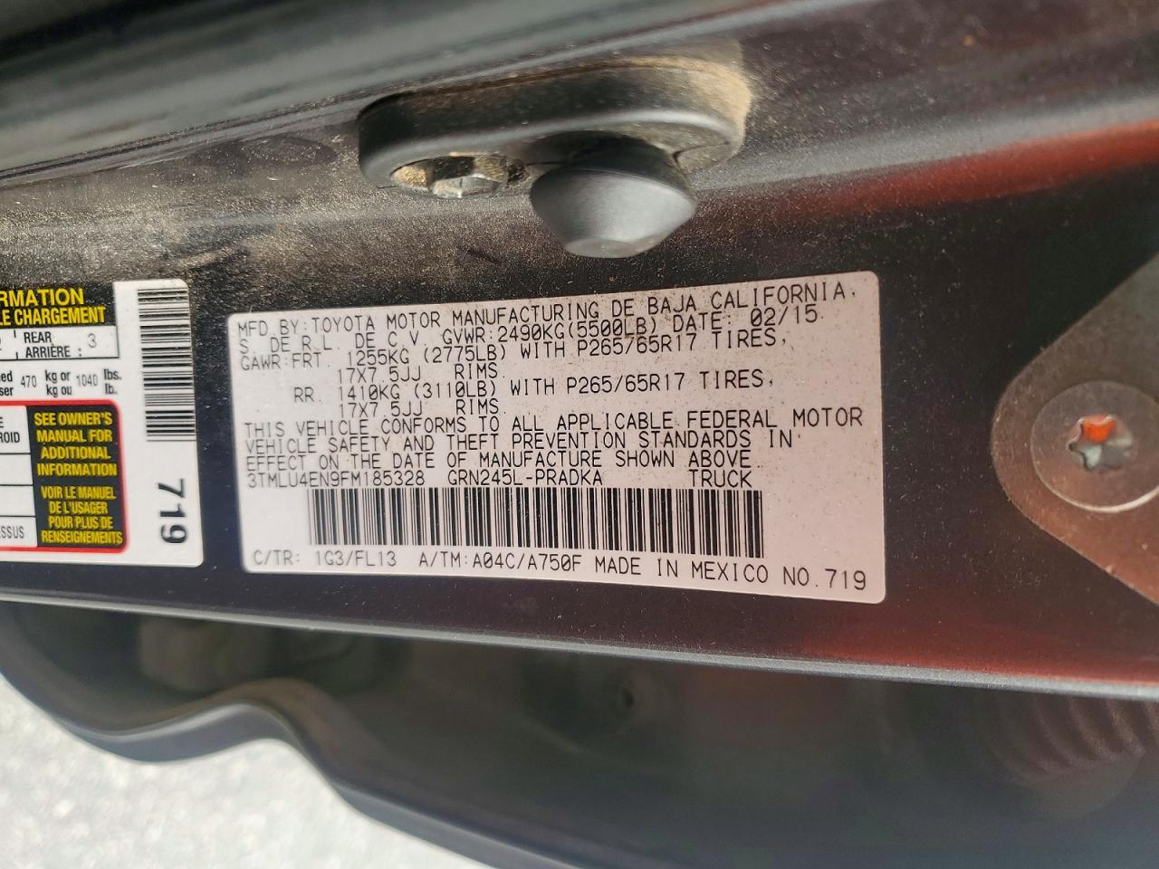 2015 TOYOTA TACOMA