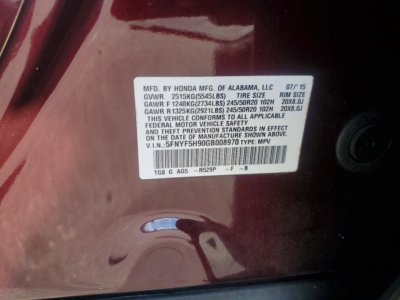 2016 HONDA PILOT
