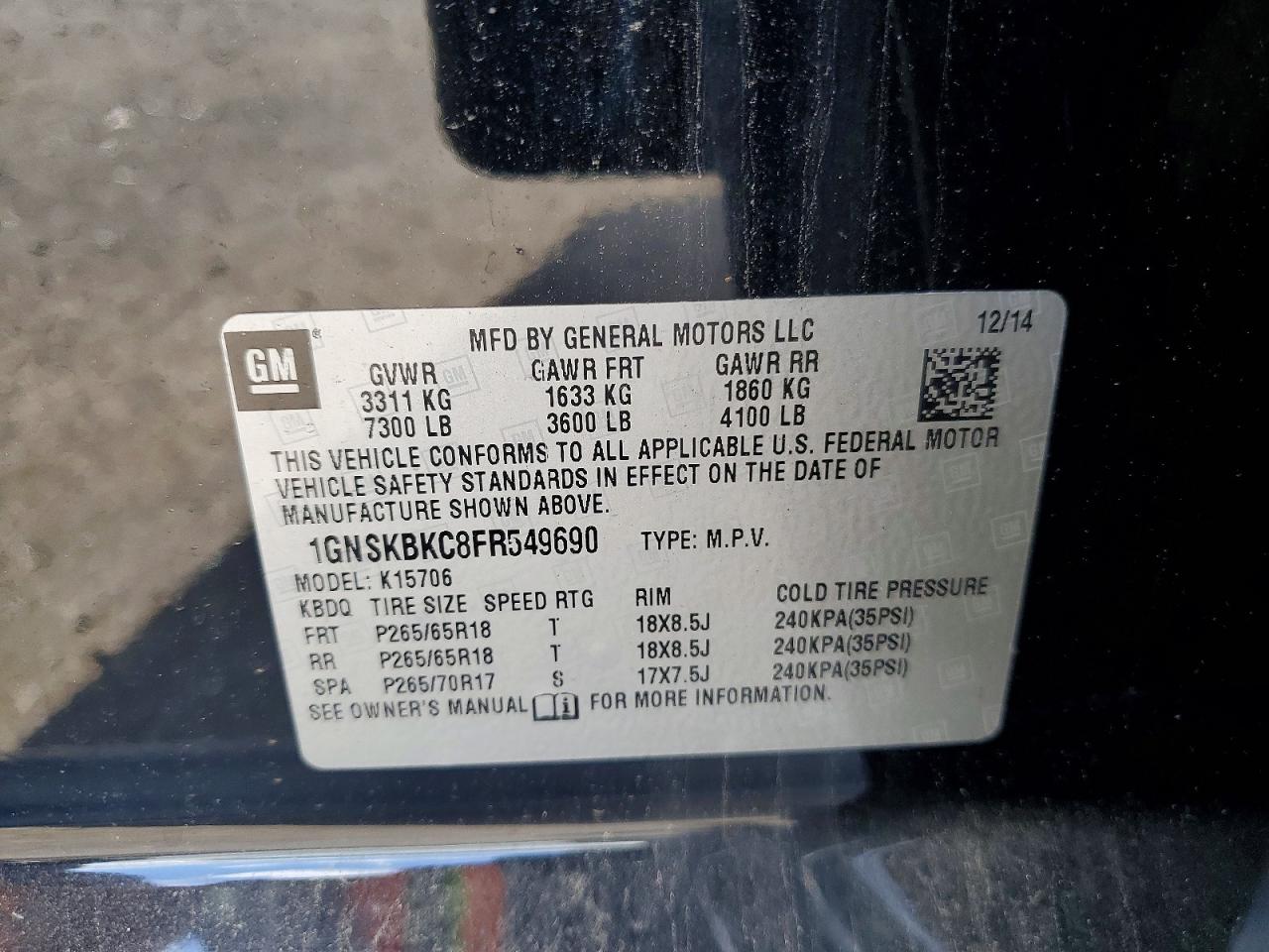 2015 CHEVROLET TAHOE