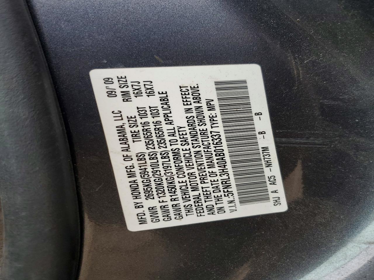 2010 HONDA ODYSSEY