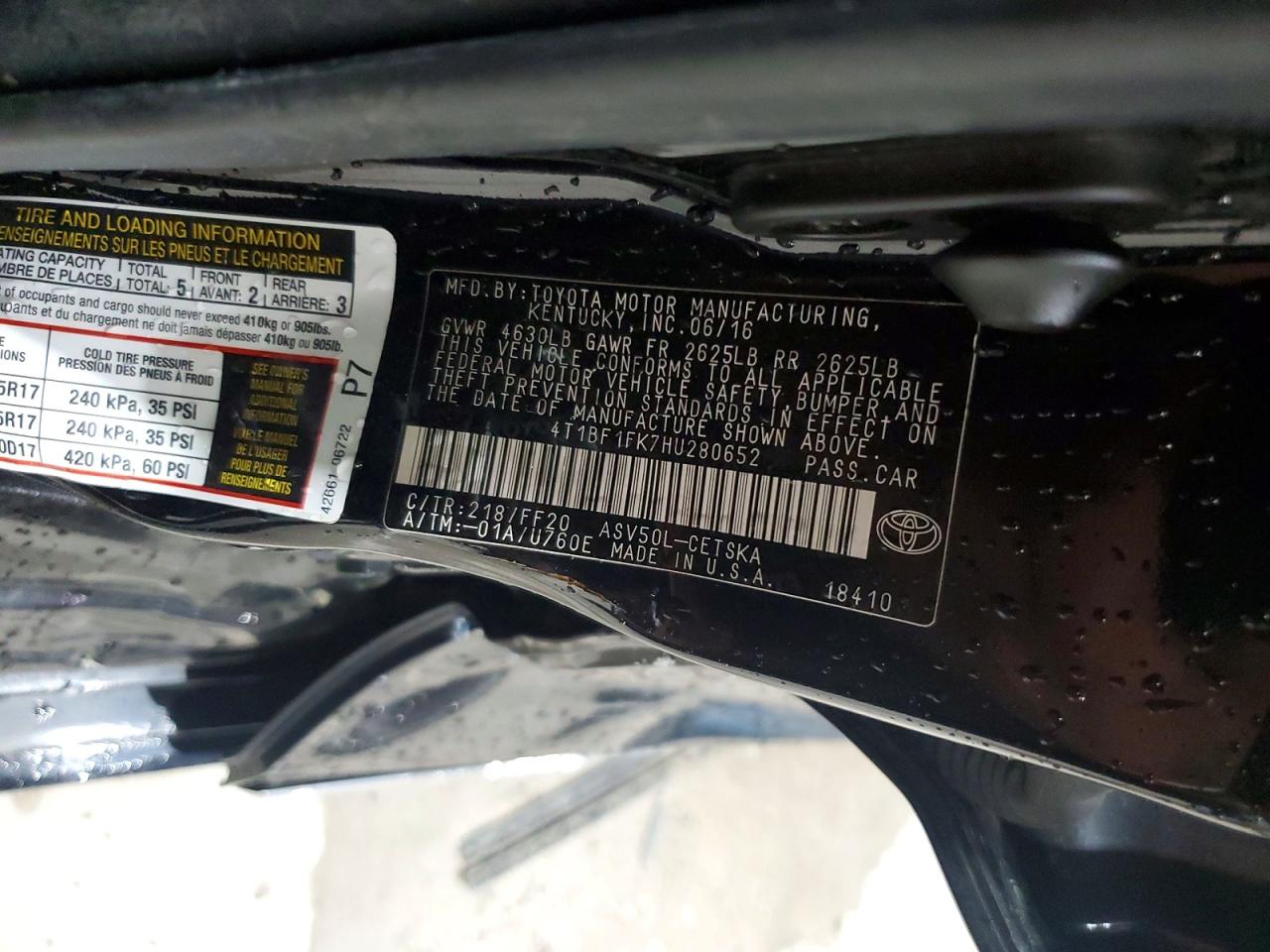 2017 TOYOTA CAMRY