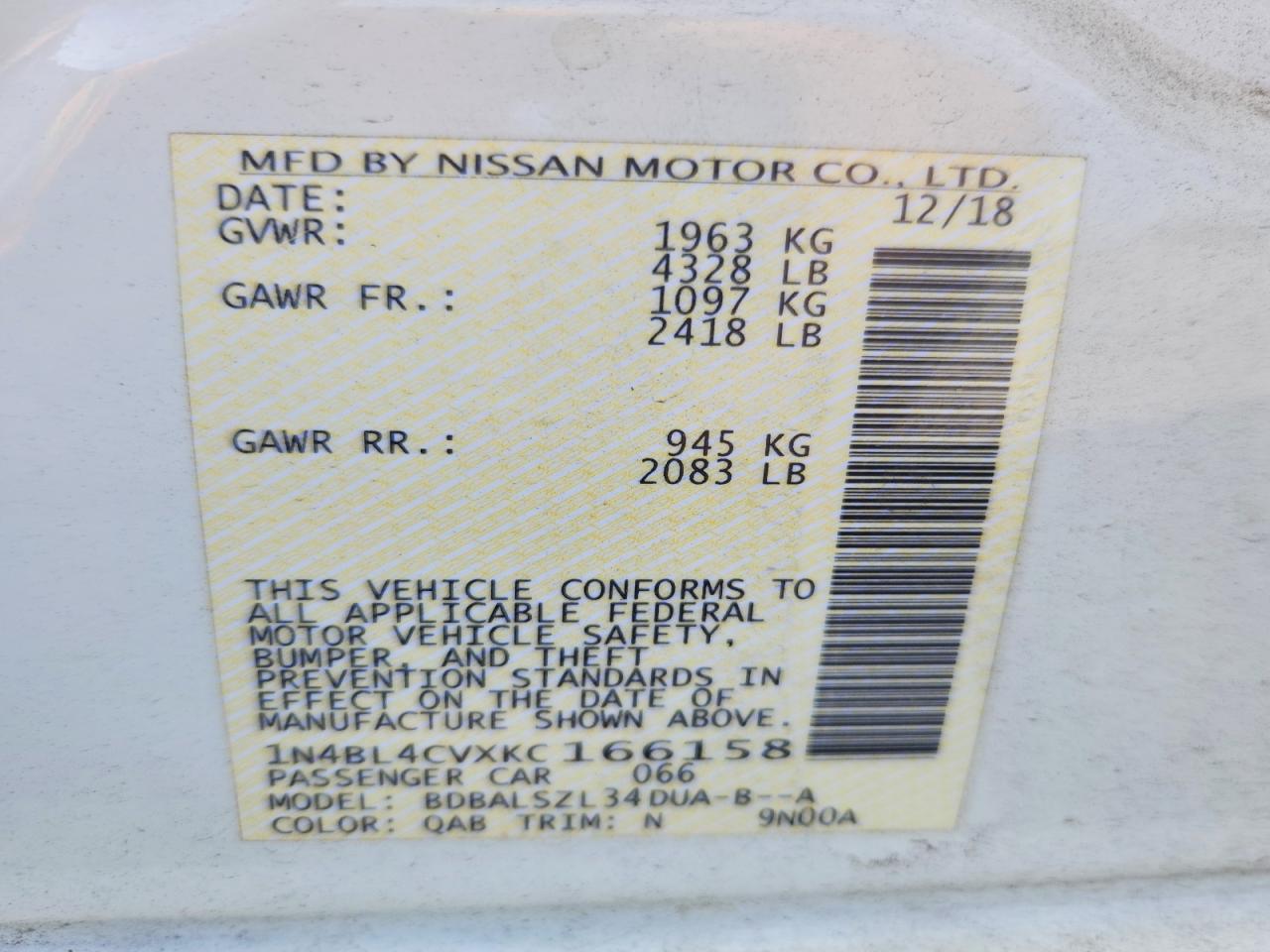 2019 NISSAN ALTIMA