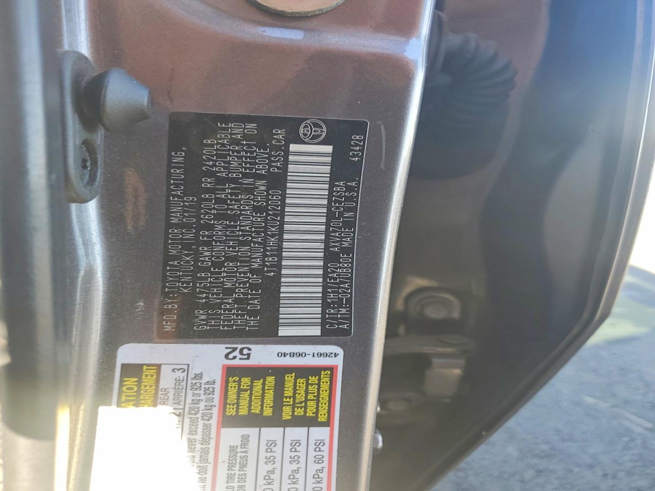 2019 TOYOTA CAMRY