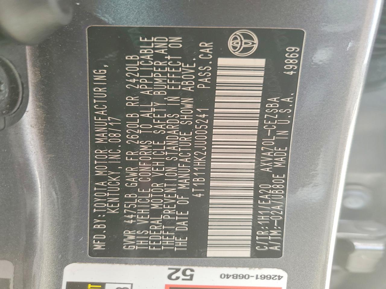 2018 TOYOTA CAMRY