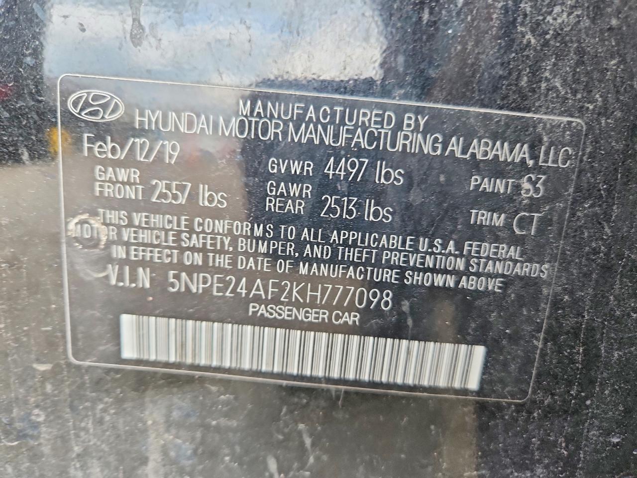 2019 HYUNDAI SONATA