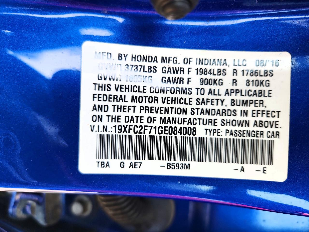2016 HONDA CIVIC
