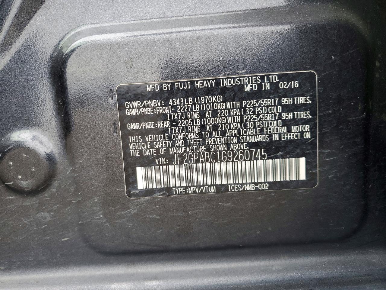 2016 SUBARU CROSSTREK