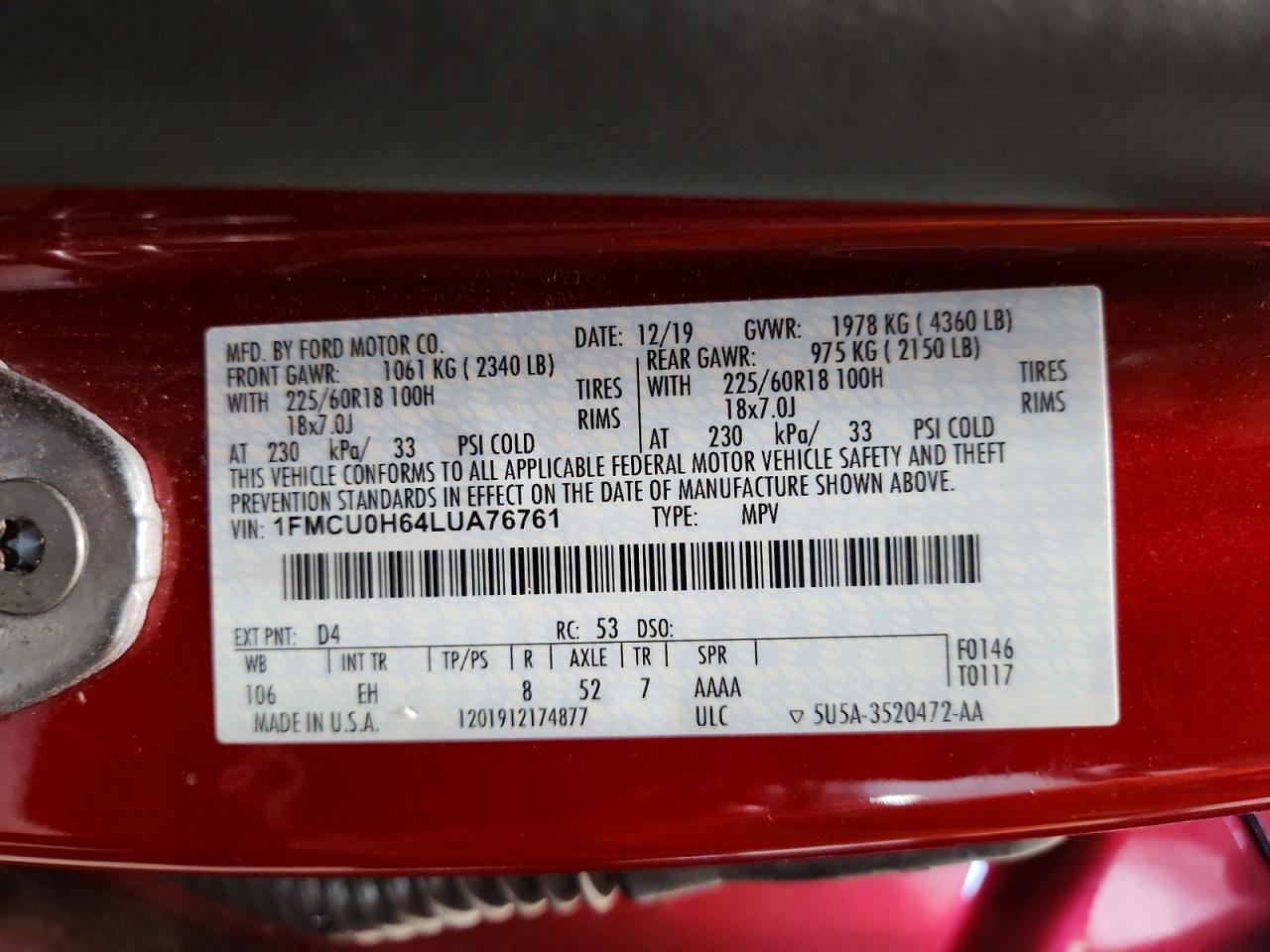 2020 FORD ESCAPE