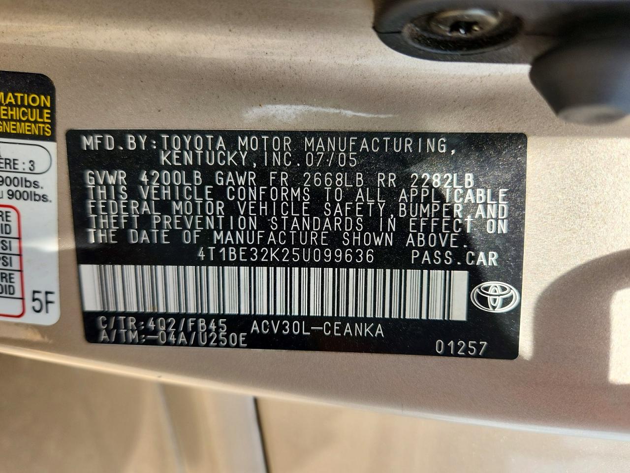 2005 TOYOTA CAMRY