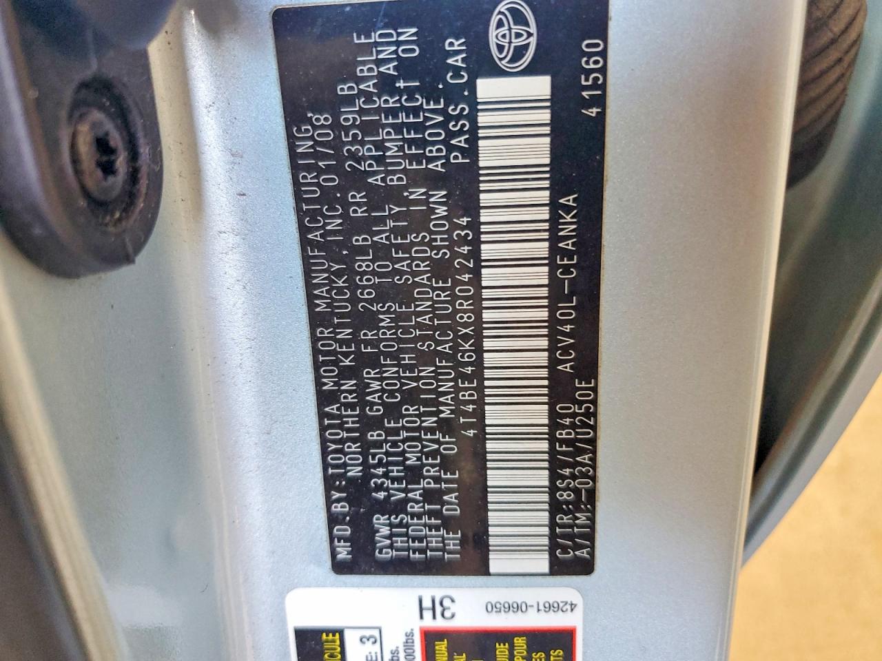 2008 TOYOTA CAMRY