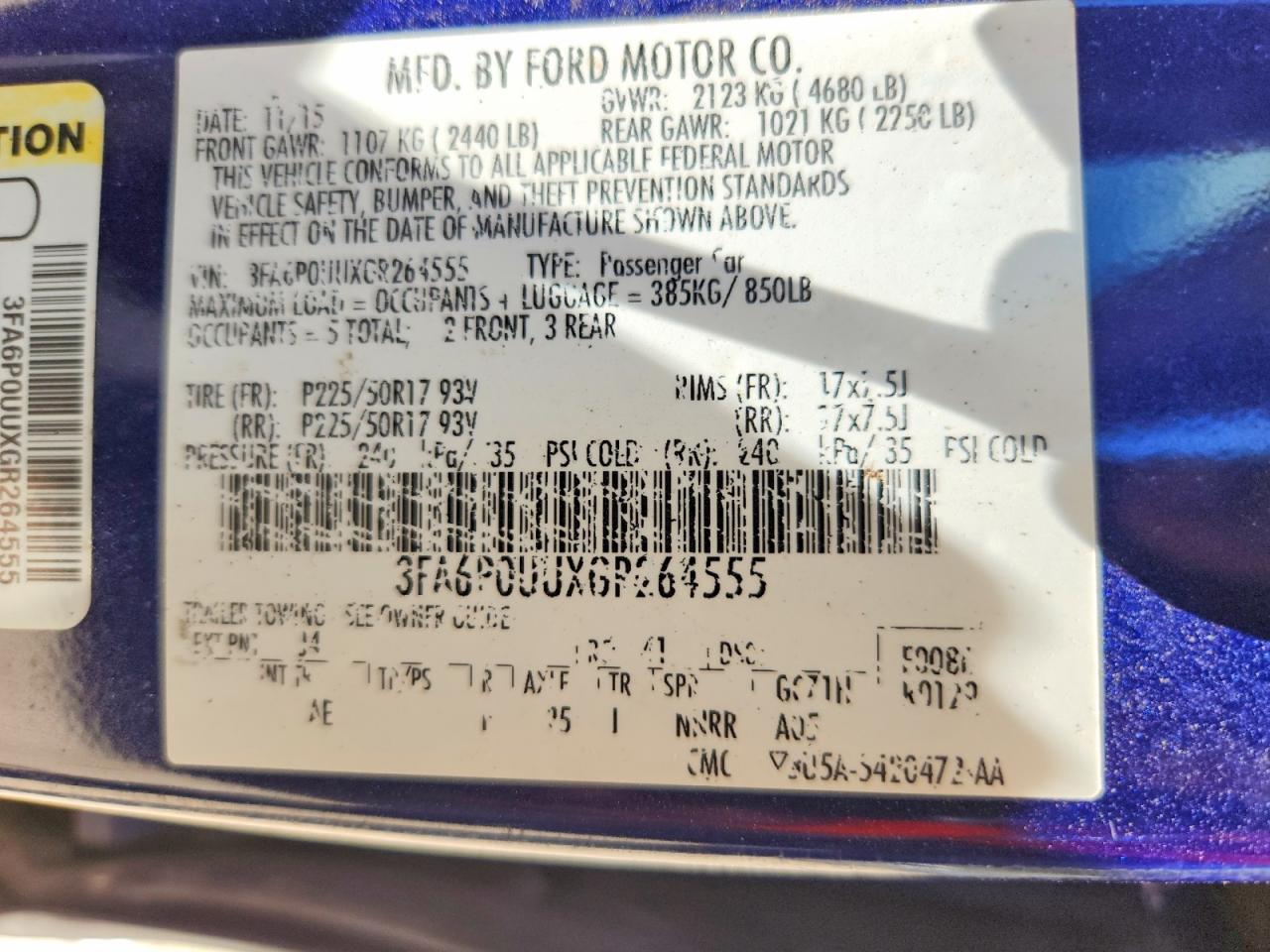 2016 FORD FUSION