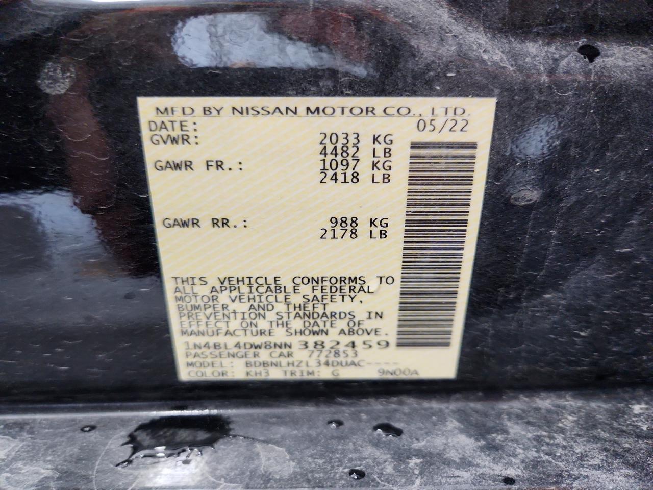 2022 NISSAN ALTIMA
