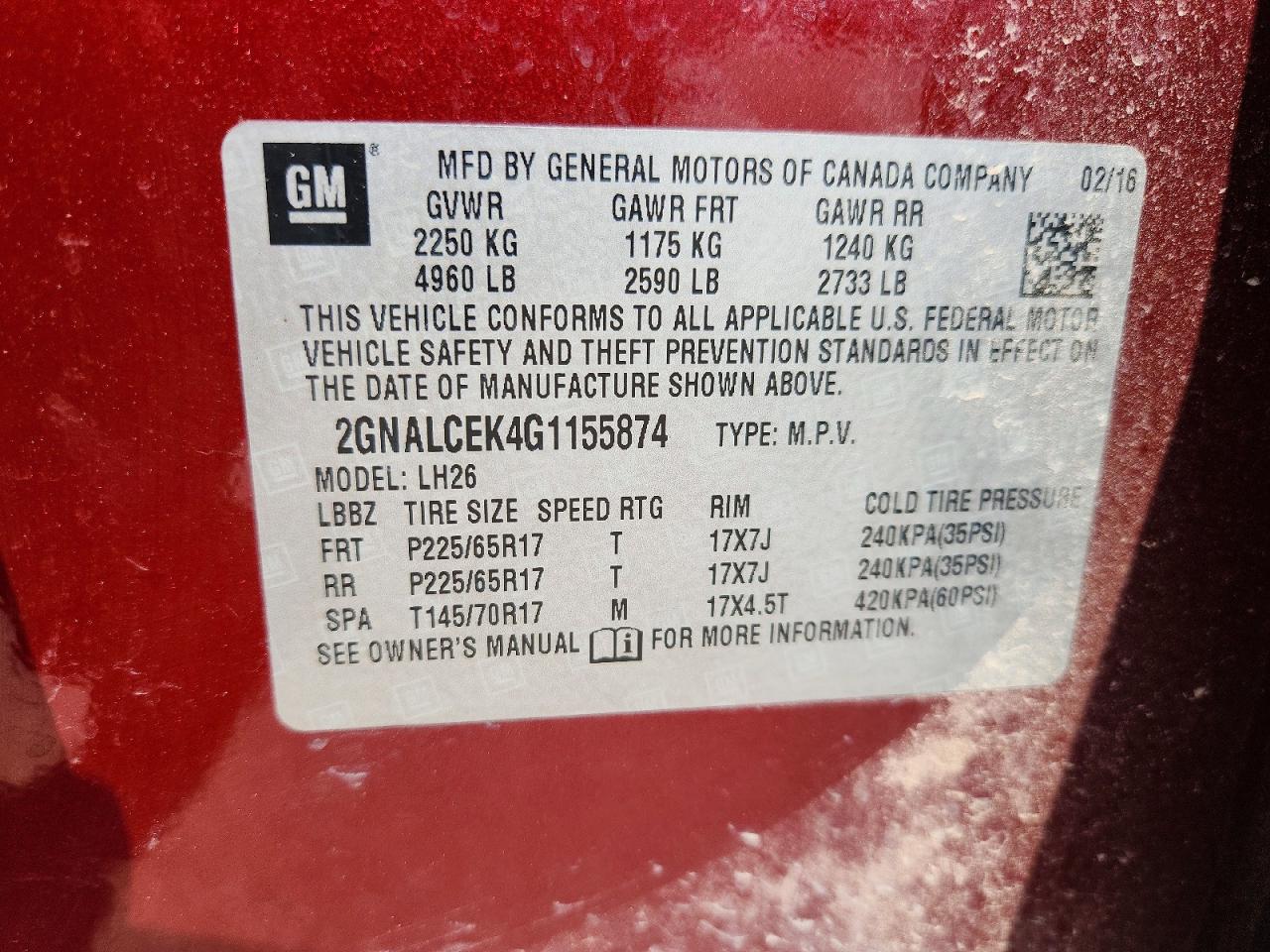 2016 CHEVROLET EQUINOX
