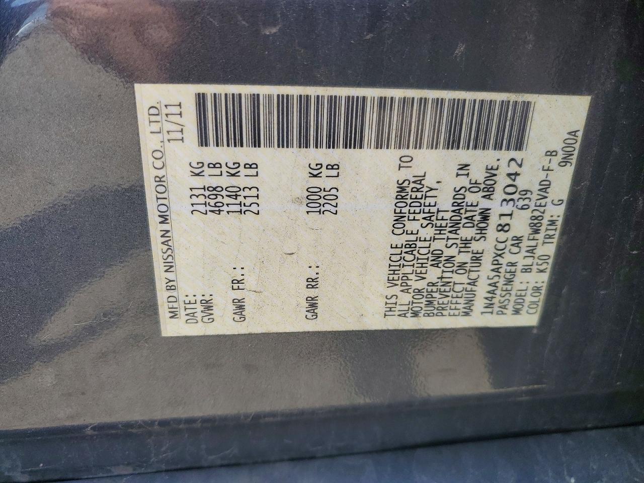 2012 NISSAN MAXIMA