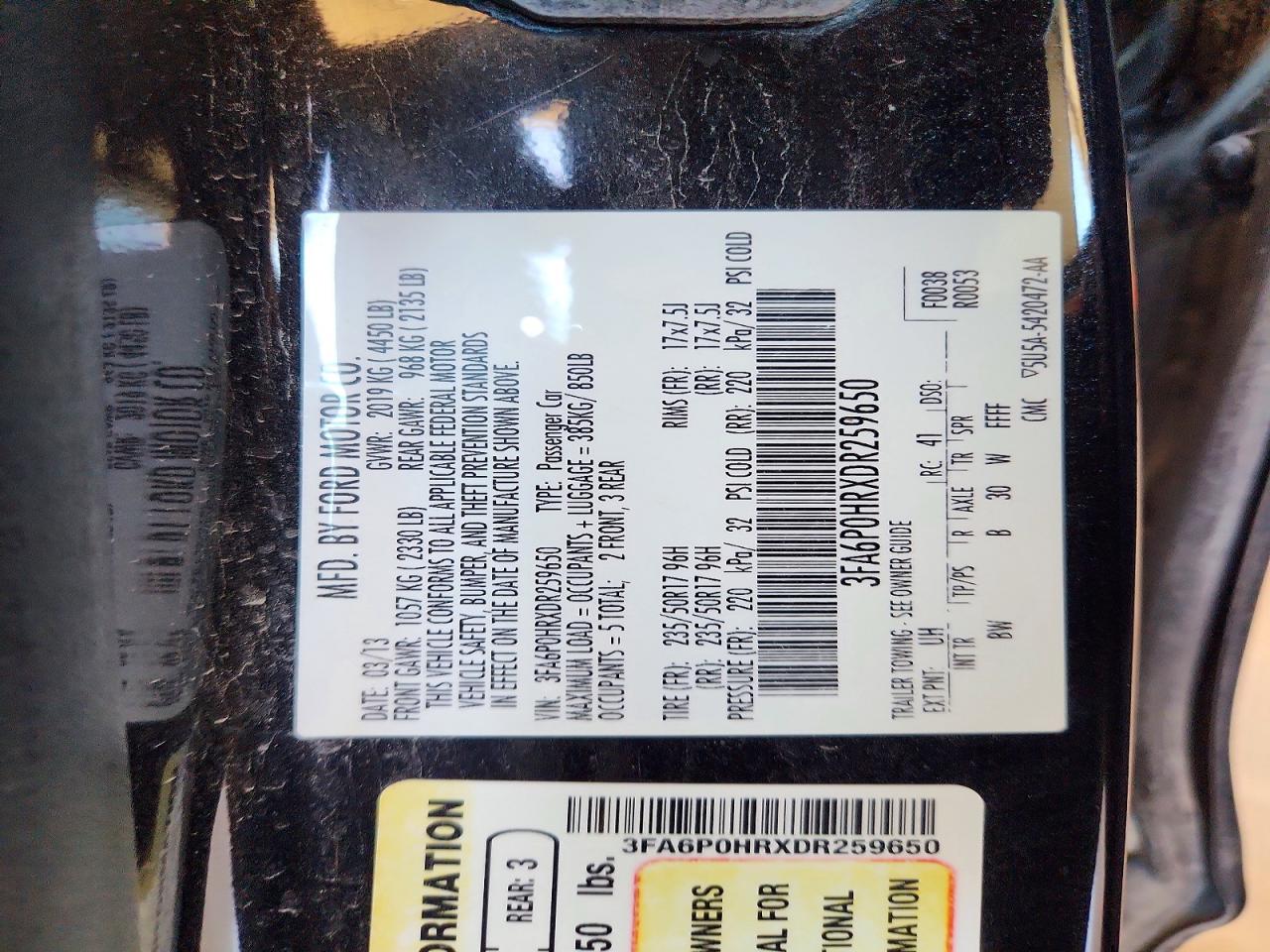 2013 FORD FUSION