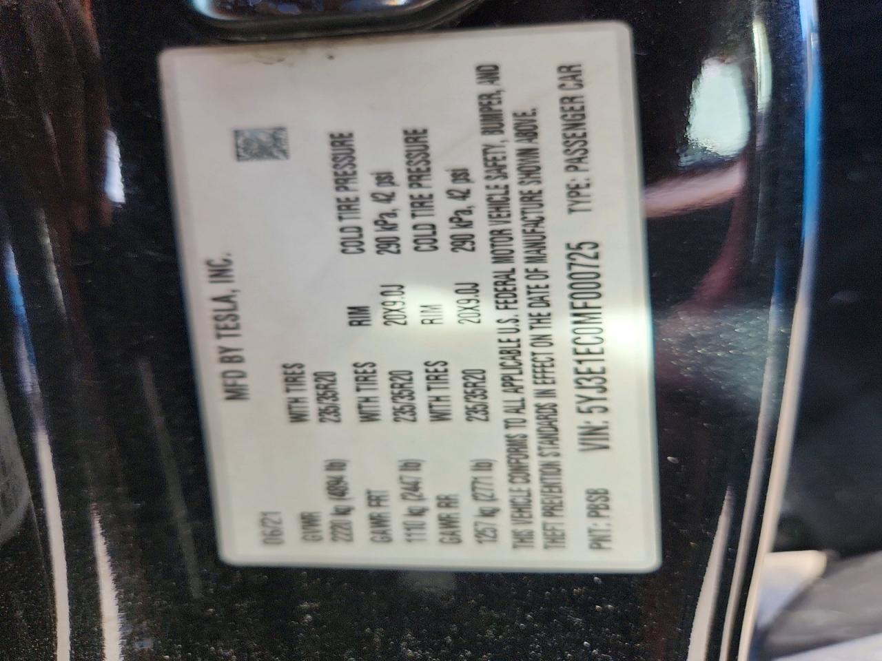 2021 TESLA MODEL 3