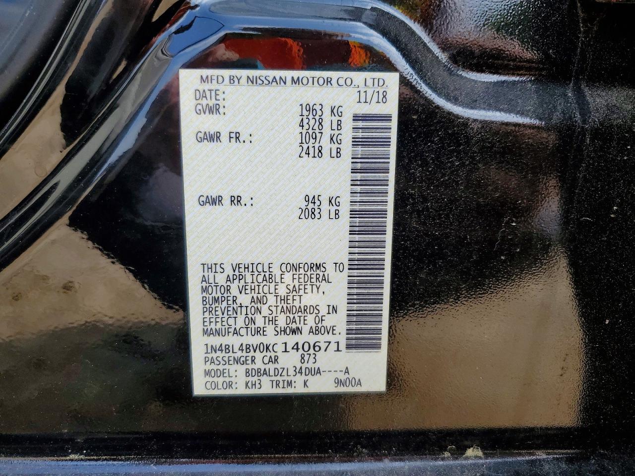 2019 NISSAN ALTIMA