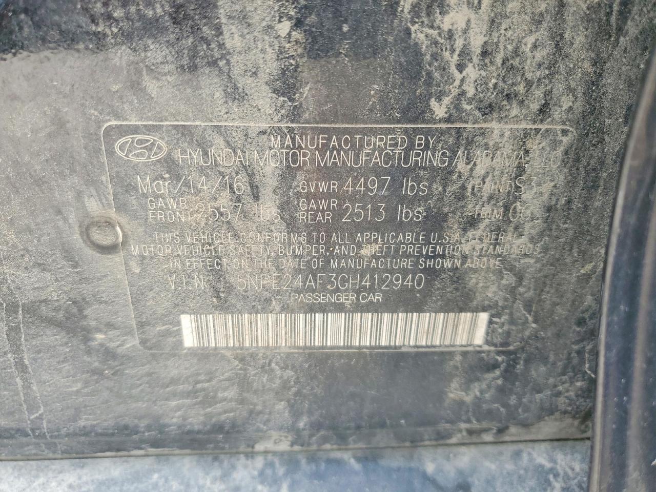 2016 HYUNDAI SONATA