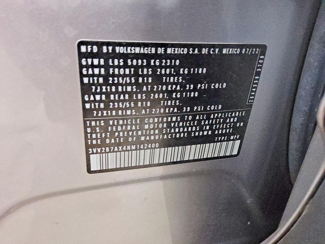 2022 VOLKSWAGEN TIGUAN