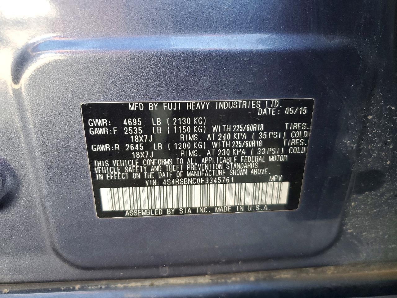 2015 SUBARU OUTBACK