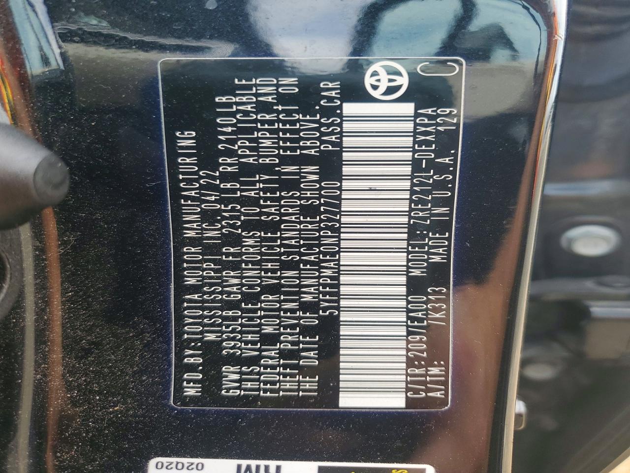 2022 TOYOTA COROLLA