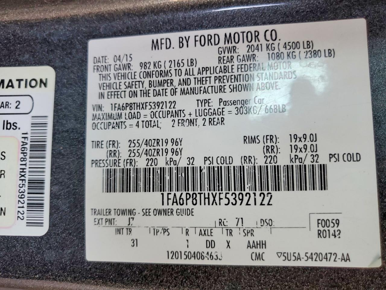 2015 FORD MUSTANG