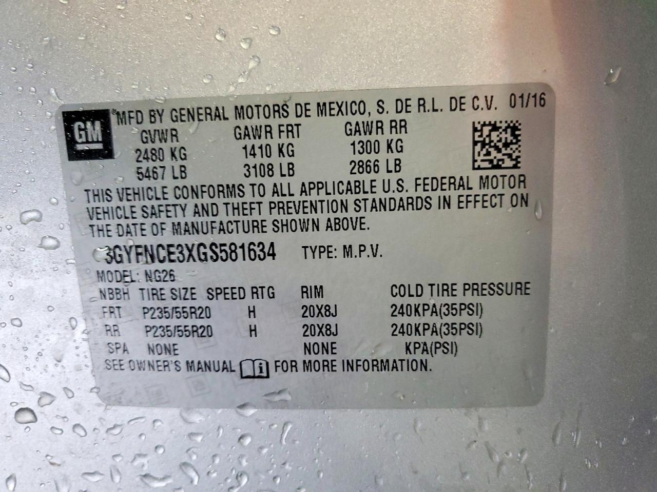 2016 CADILLAC SRX