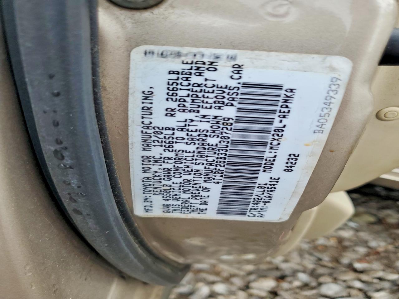 2003 TOYOTA AVALON