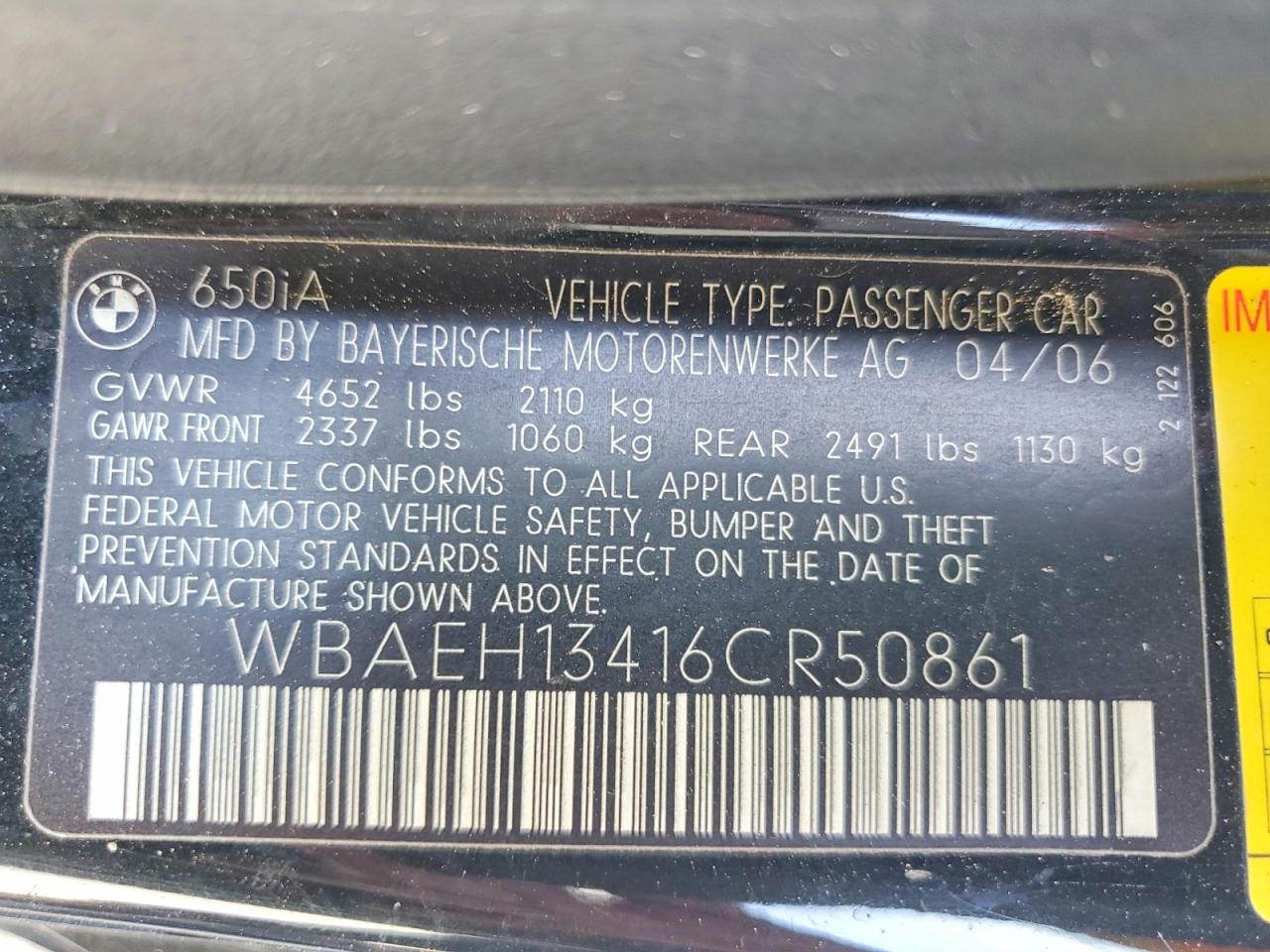2006 BMW 6 SERIES
