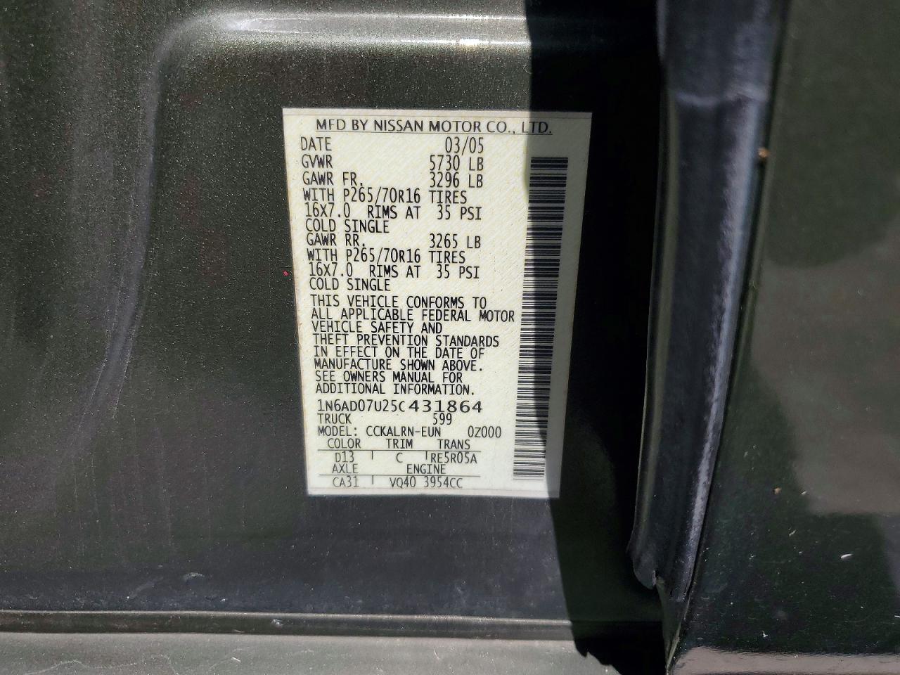 2005 NISSAN FRONTIER