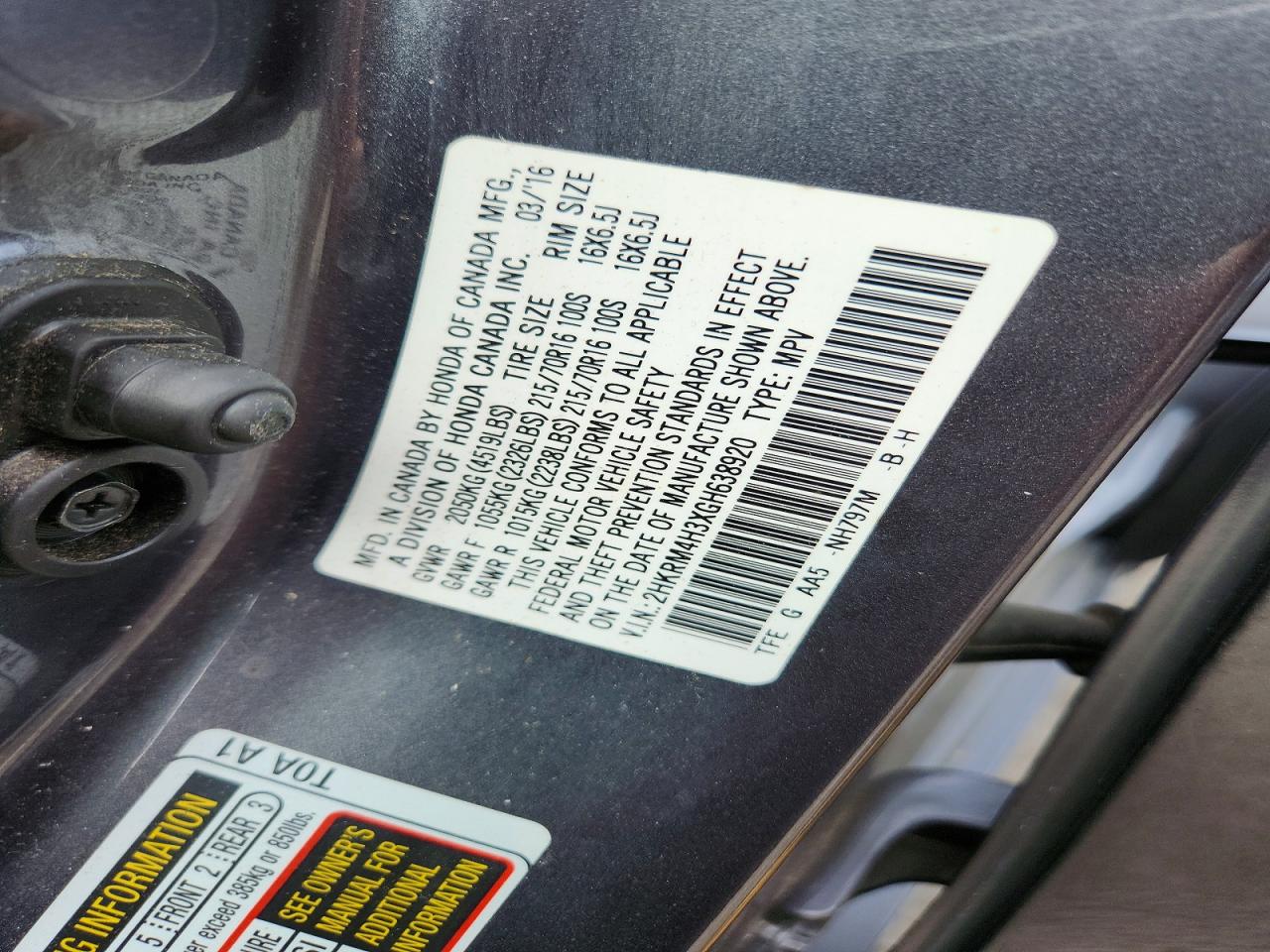 2016 HONDA CRV