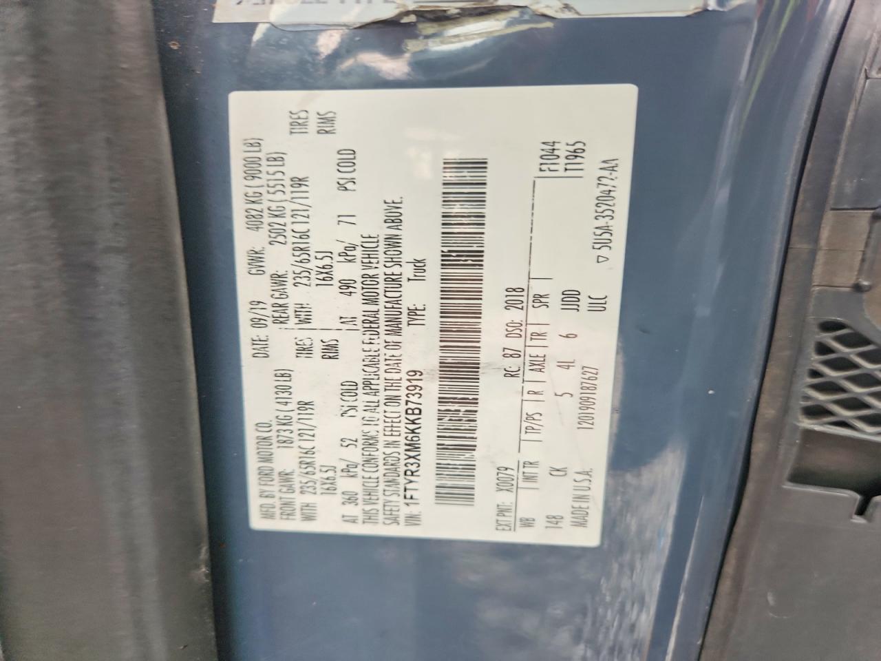 2019 FORD TRANSIT