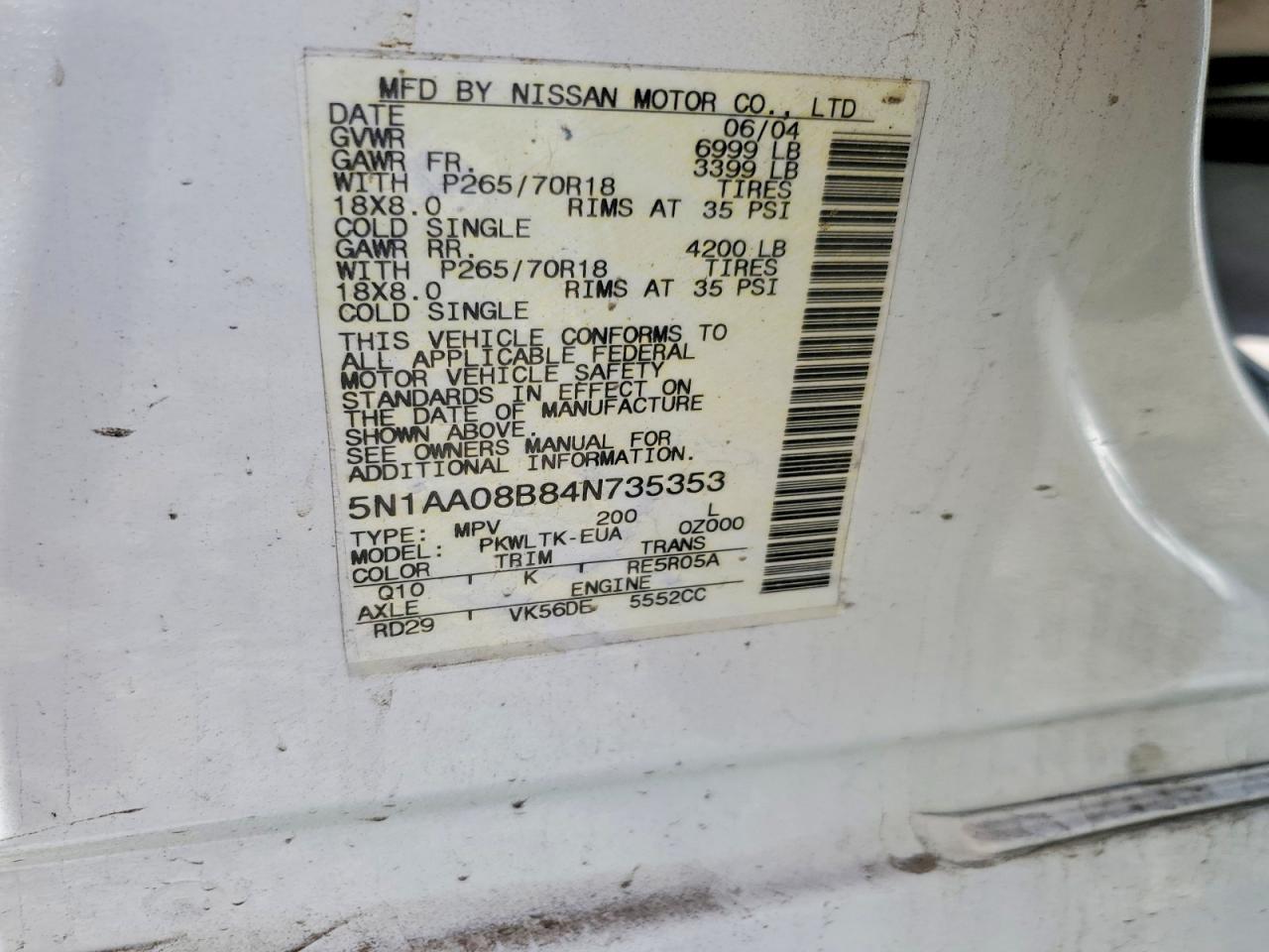 2004 NISSAN ARMADA
