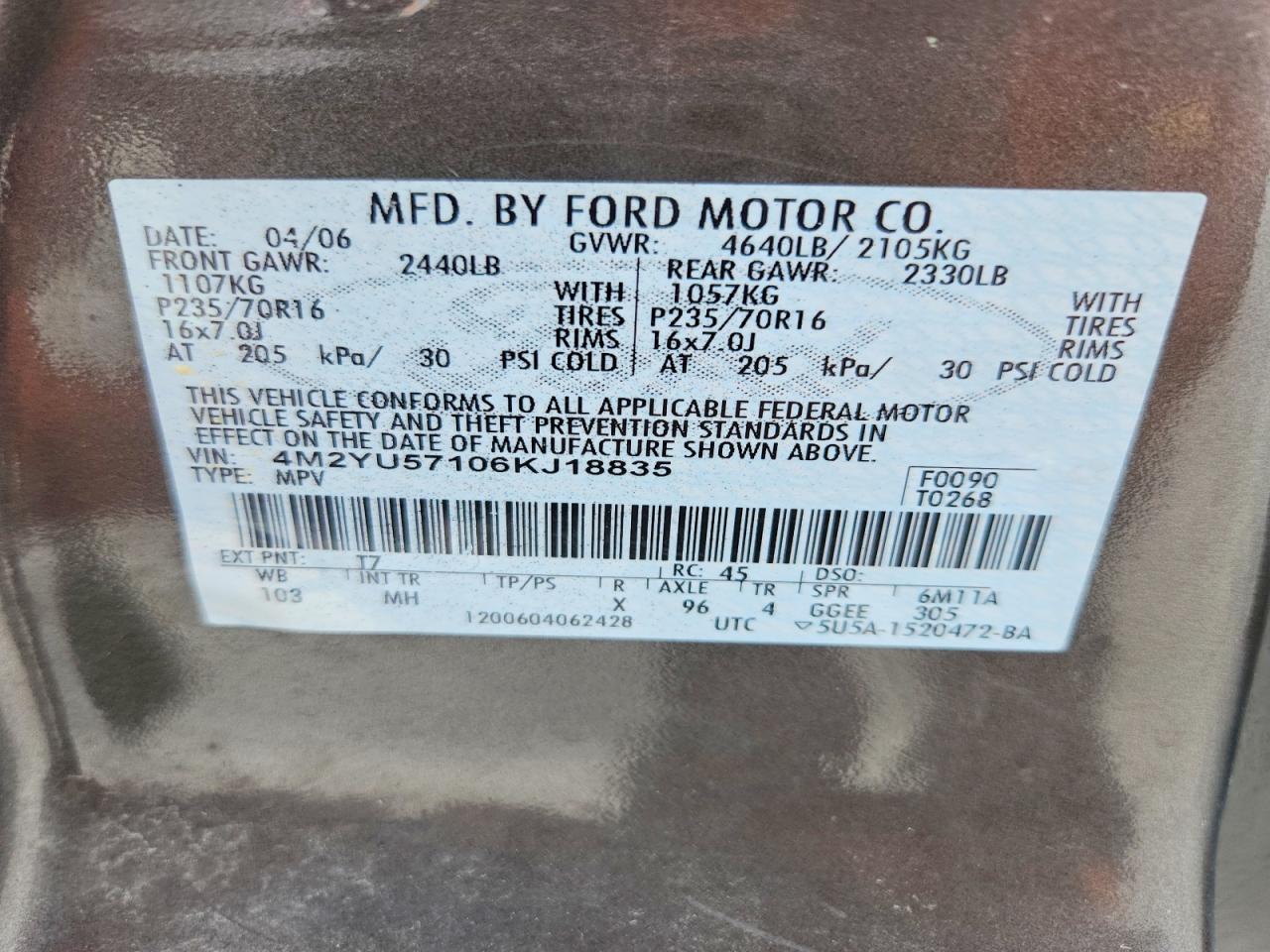 2006 MERCURY MARINER