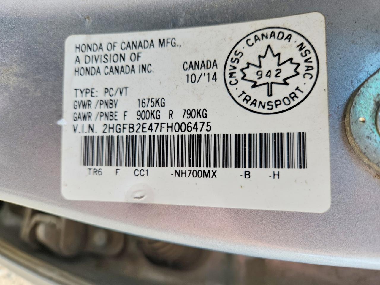 2015 HONDA CIVIC