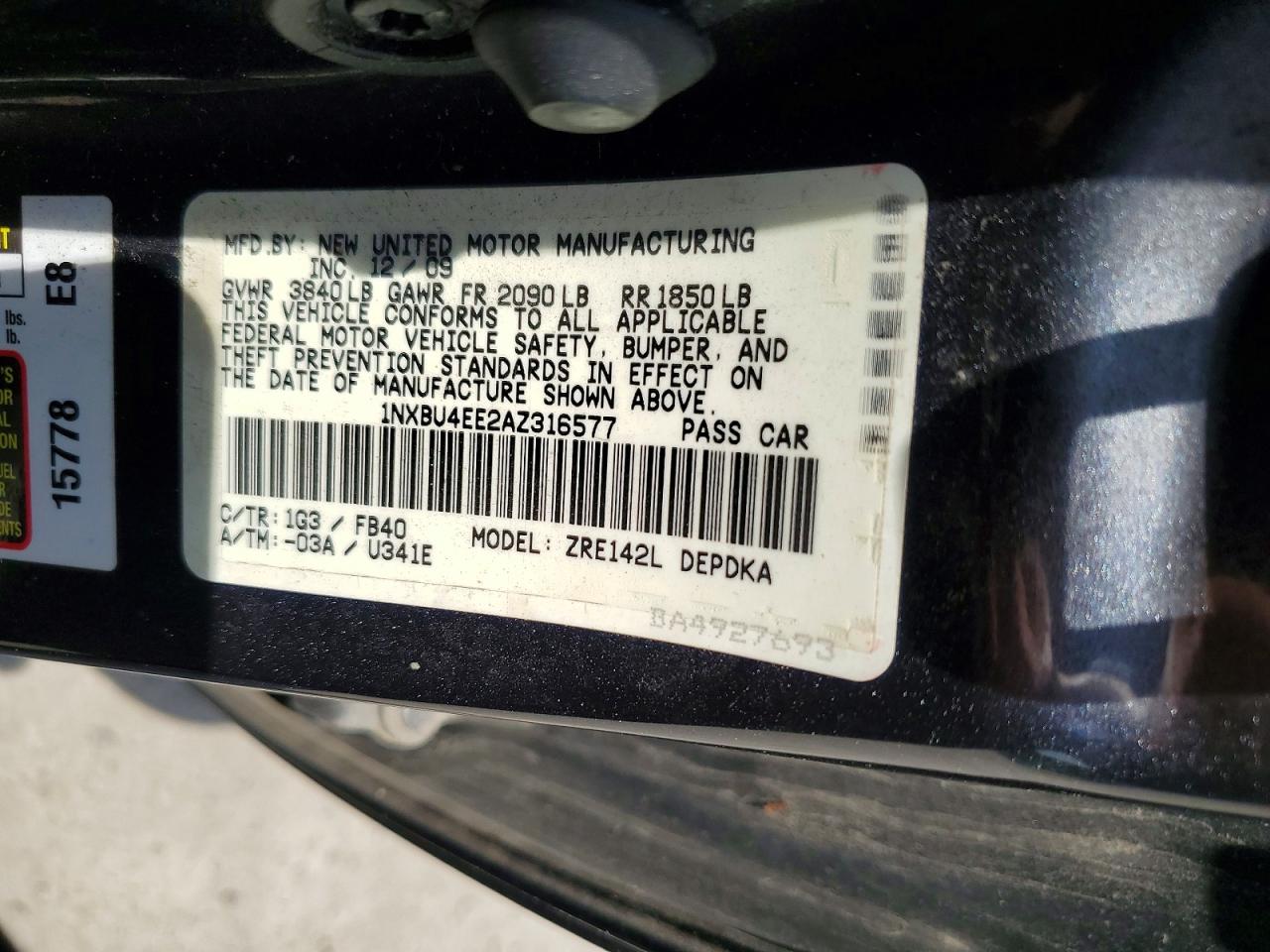 2010 TOYOTA COROLLA