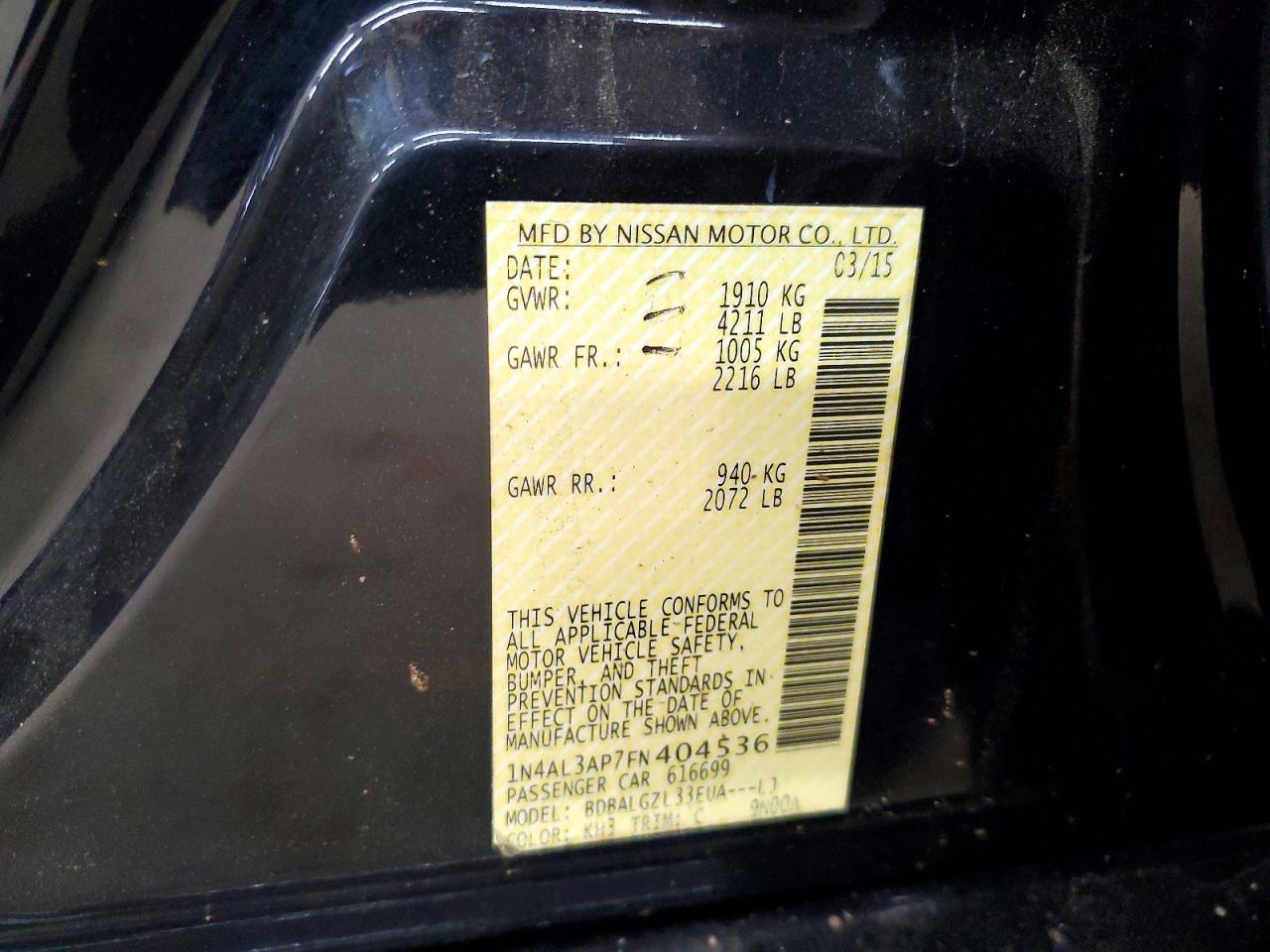 2015 NISSAN ALTIMA