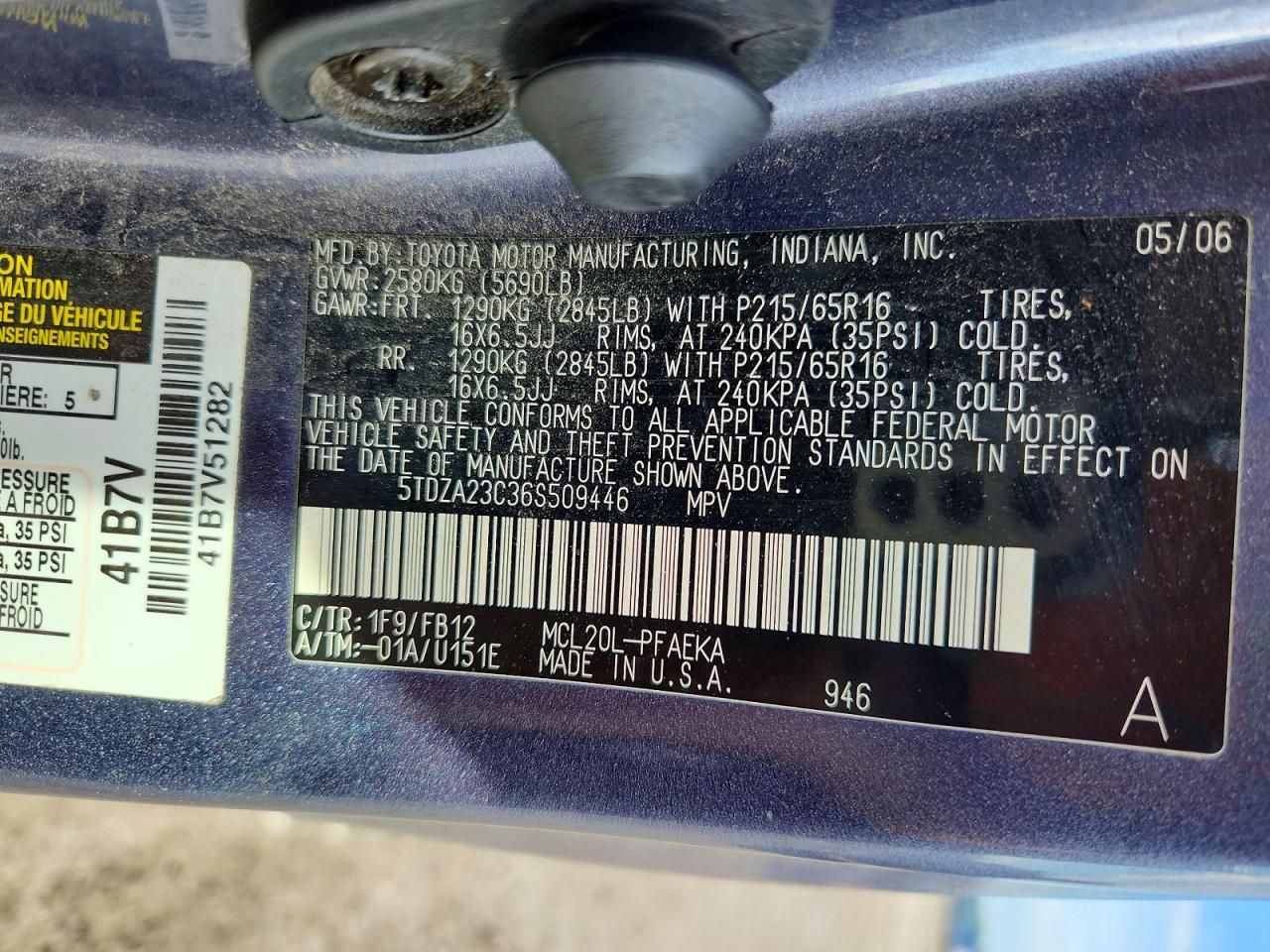 2006 TOYOTA SIENNA