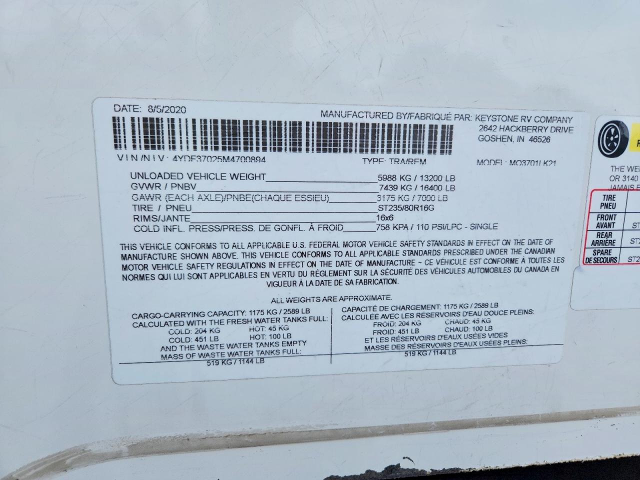 2021 KEYSTONE RV MONTANA FI