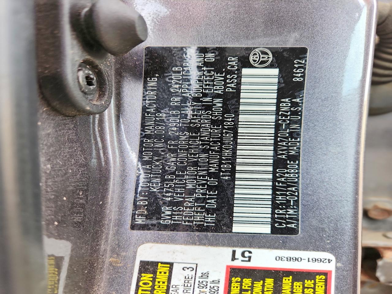 2018 TOYOTA CAMRY